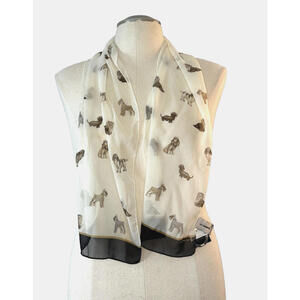 Liz Claiborne Chiffon Sheer Scarf Shawl Wrap Dogs Scarf Ring 11"x53" NWT